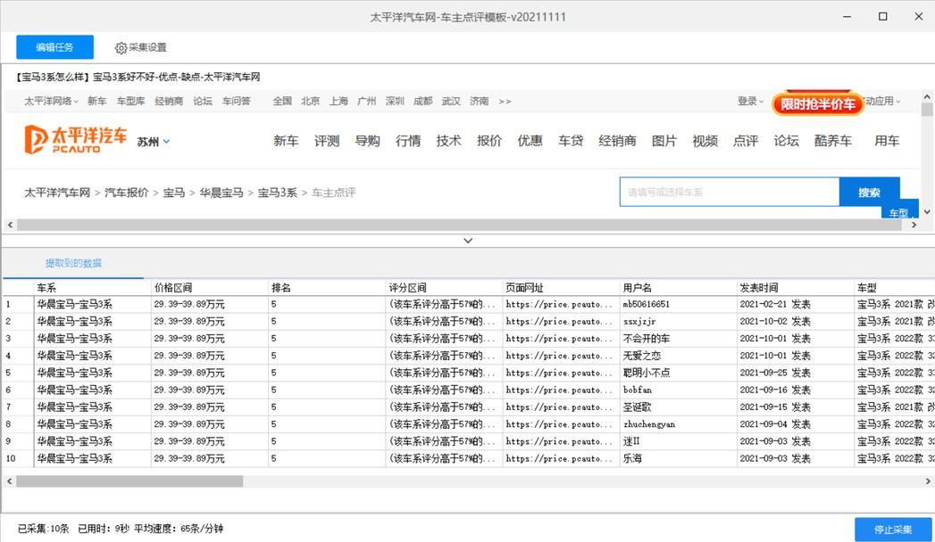 八爪鱼模板：太平洋汽车网 车主点评